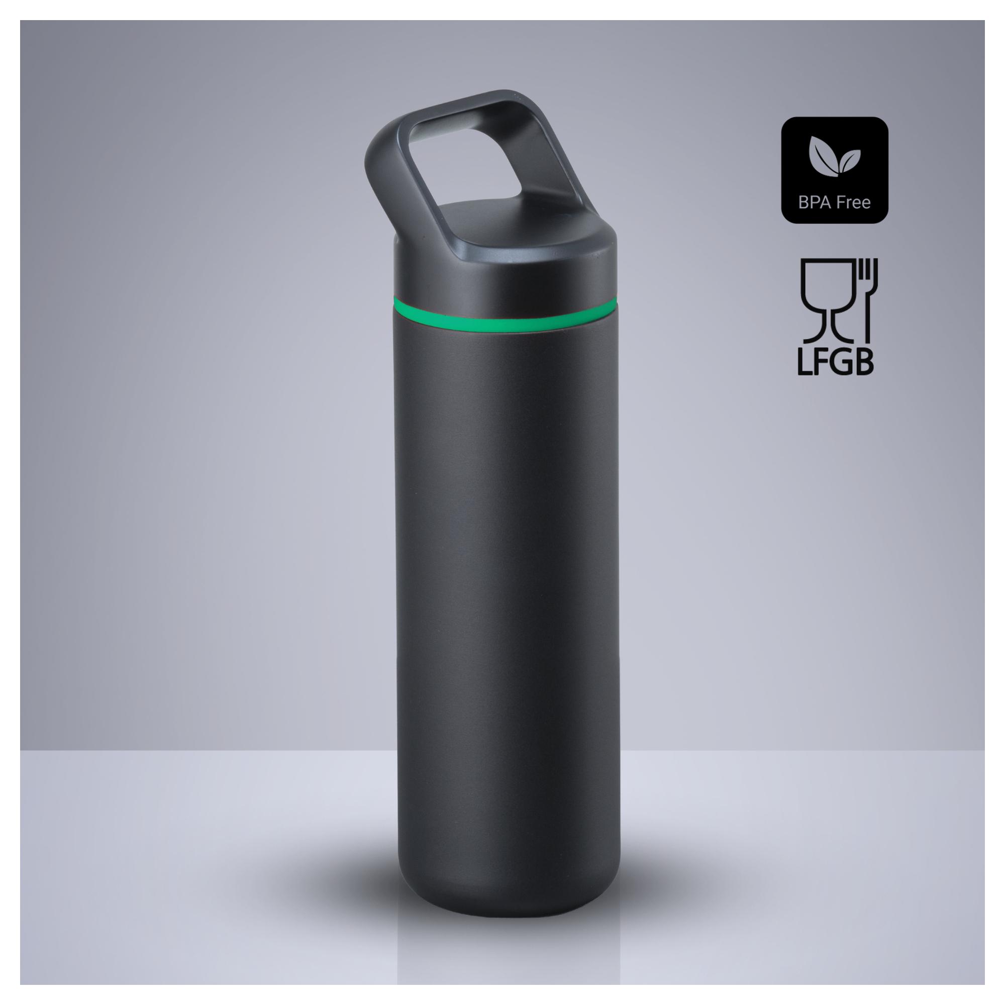 Set Outdoor: sticlă din oțel pentru apă 650 ml și umbrelă automată Verde Verde
