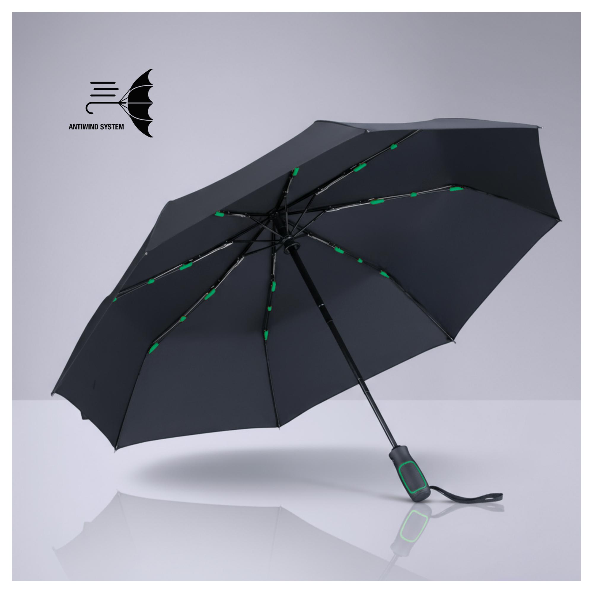 Set Outdoor: sticlă din oțel pentru apă 650 ml și umbrelă automată Verde Verde