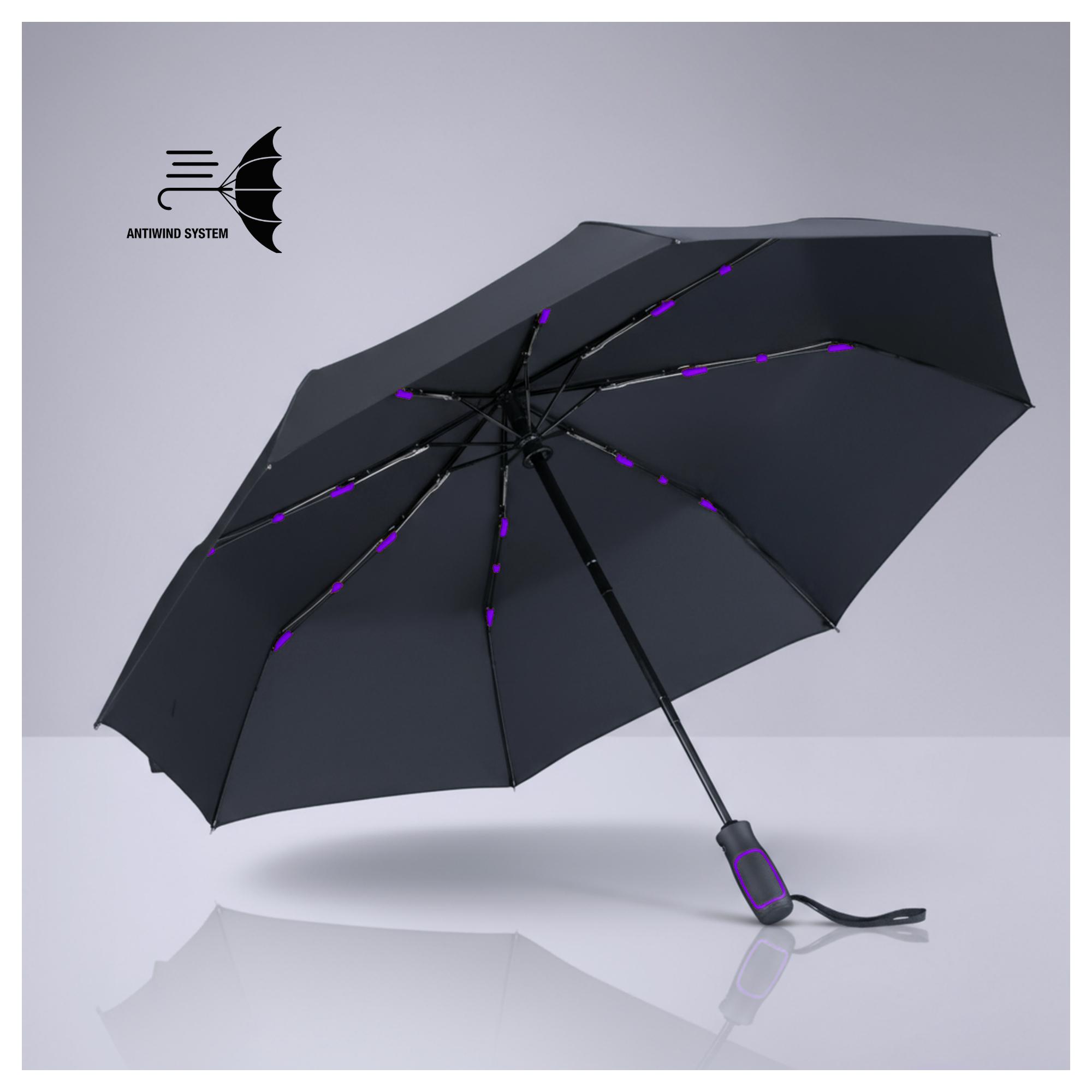 Set Outdoor: sticlă din oțel pentru apă 650 ml și umbrelă automată Violet Violet