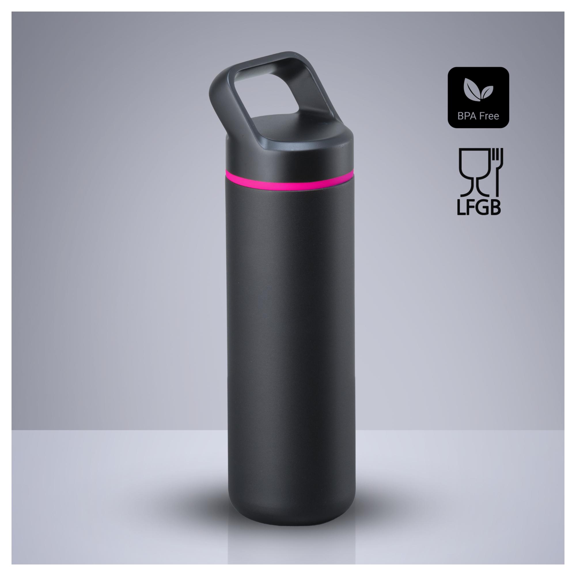 Set Outdoor: sticlă din oțel pentru apă 650 ml și umbrelă automată Roz Roz