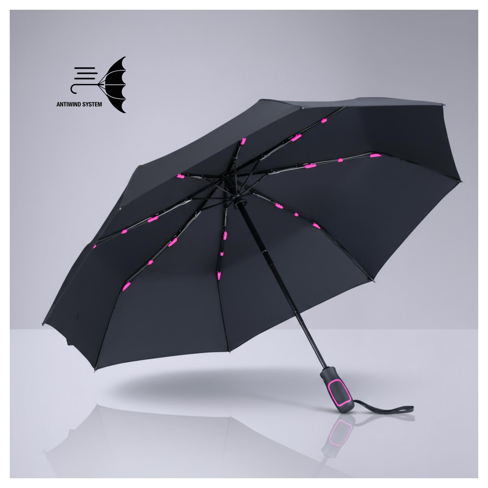 Set Outdoor: sticlă din oțel pentru apă 650 ml și umbrelă automată Roz Roz