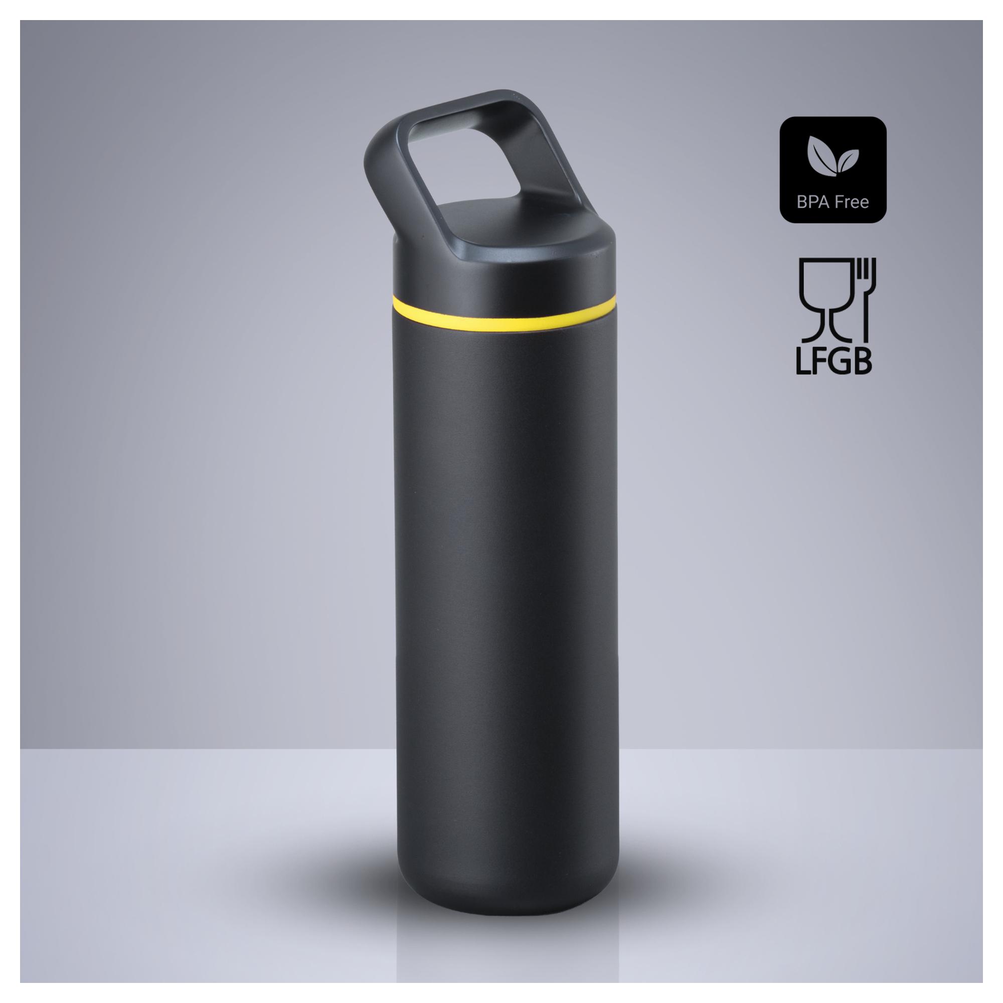 Set Outdoor: sticlă din oțel pentru apă 650 ml și umbrelă automată Galben Galben