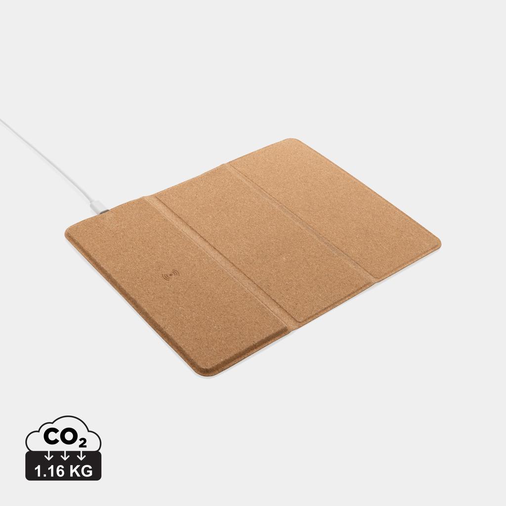 Mousepad și suport din plută cu încărcare wireless 10W brown