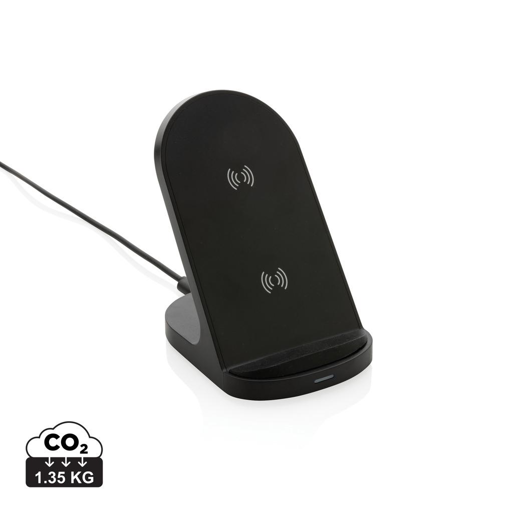 Suport wireless cu dublă bobină 15W din plastic reciclat RCS black