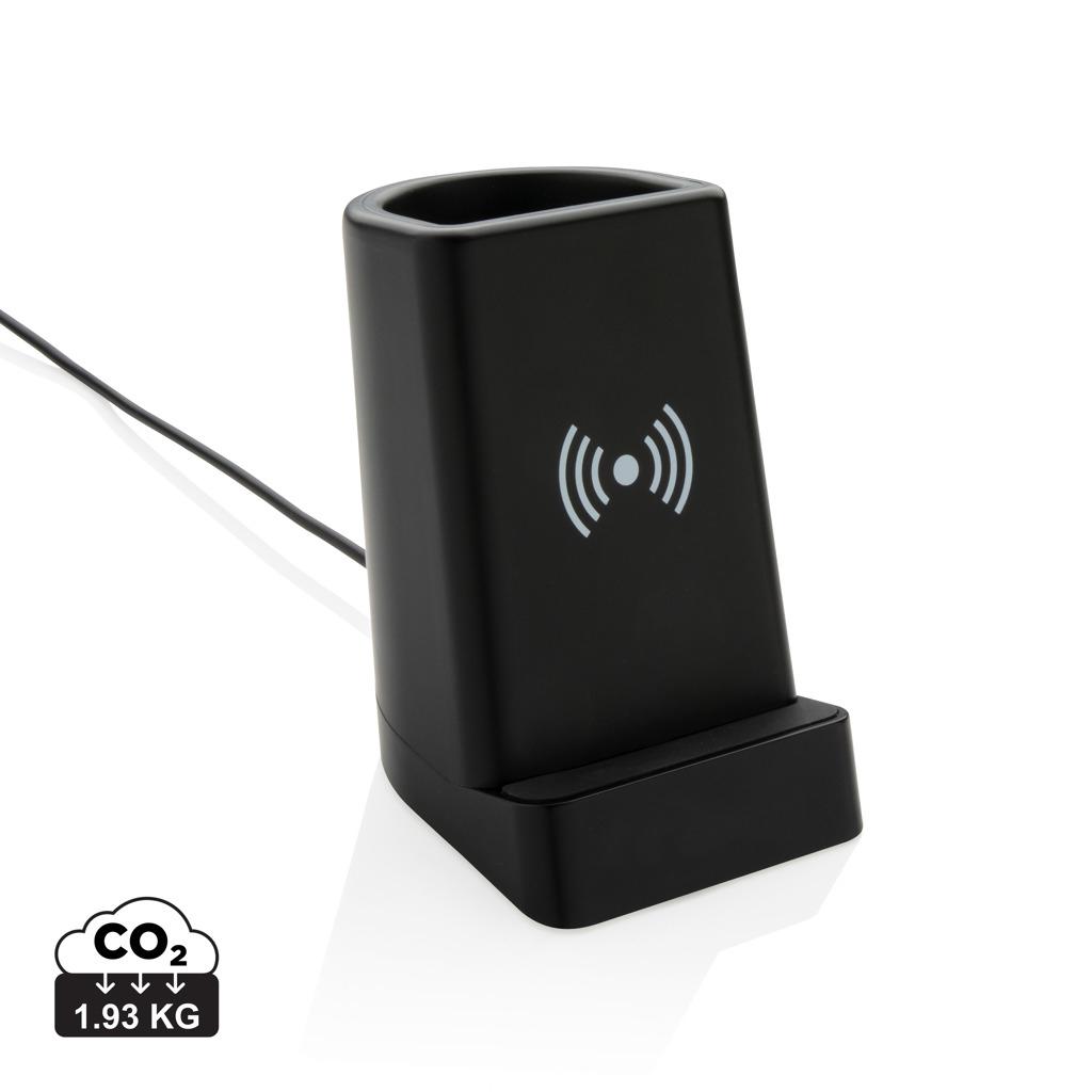 Suport pentru pixuri cu logo iluminat și încărcare wireless 5W black