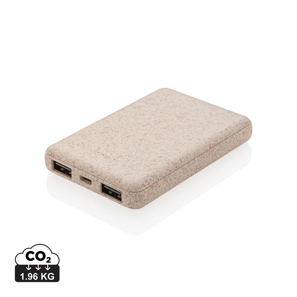 Powerbank de buzunar din paie de grâu 5.000 mAh khaki