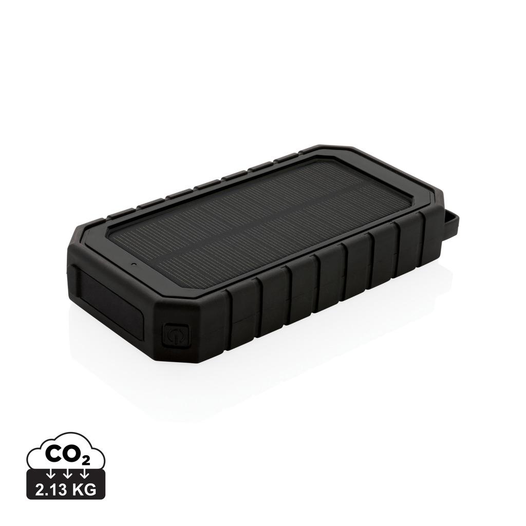 Powerbank solar din plastic reciclat RCS cu încărcare wireless 10W black