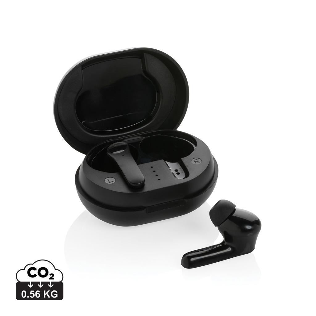 Căști TWS din plastic reciclat conform standardului RCS black