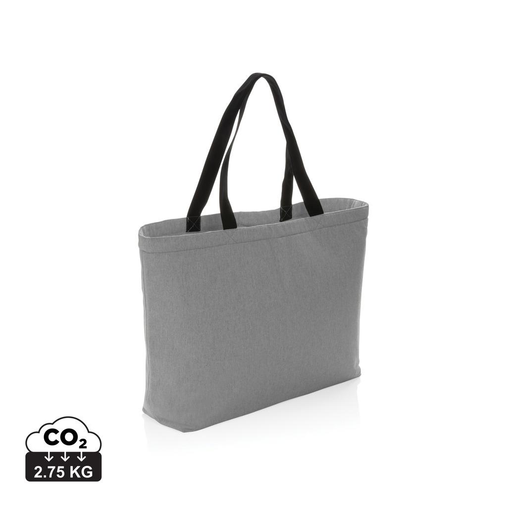 Geantă de răcire mare tip tote din pânză reciclată de 285 gsm, nevopsită Impact Aware™ grey