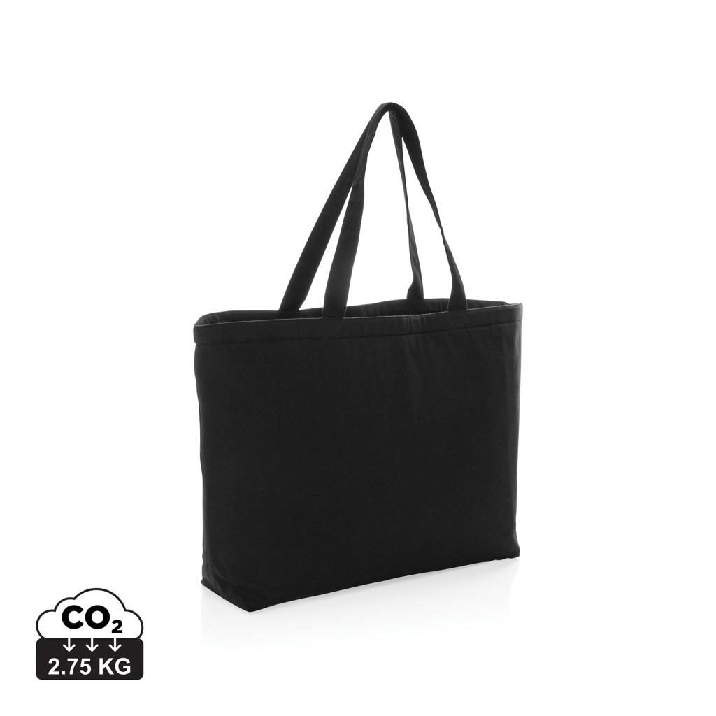 Geantă de răcire mare tip tote din pânză reciclată de 285 gsm, nevopsită Impact Aware™ black