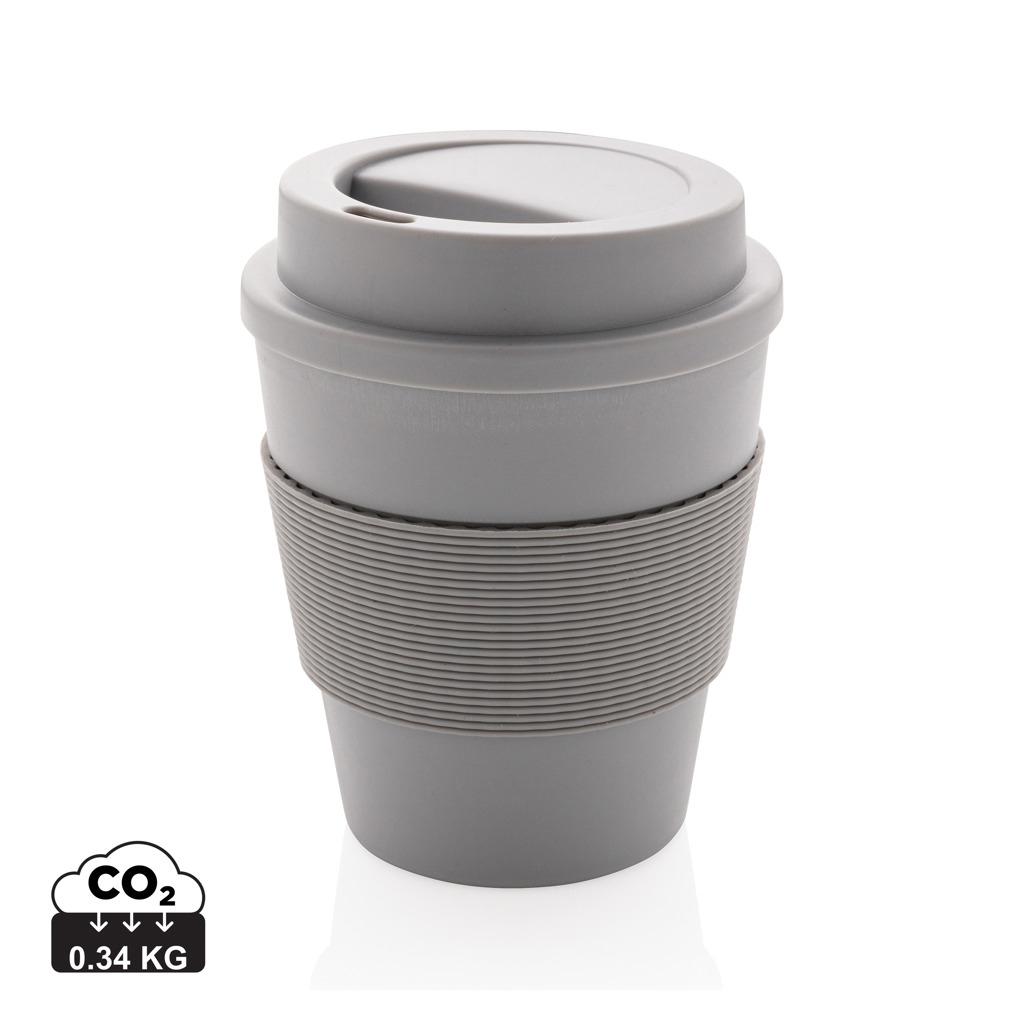 Cană de cafea reutilizabilă cu capac cu filet, 350 ml grey