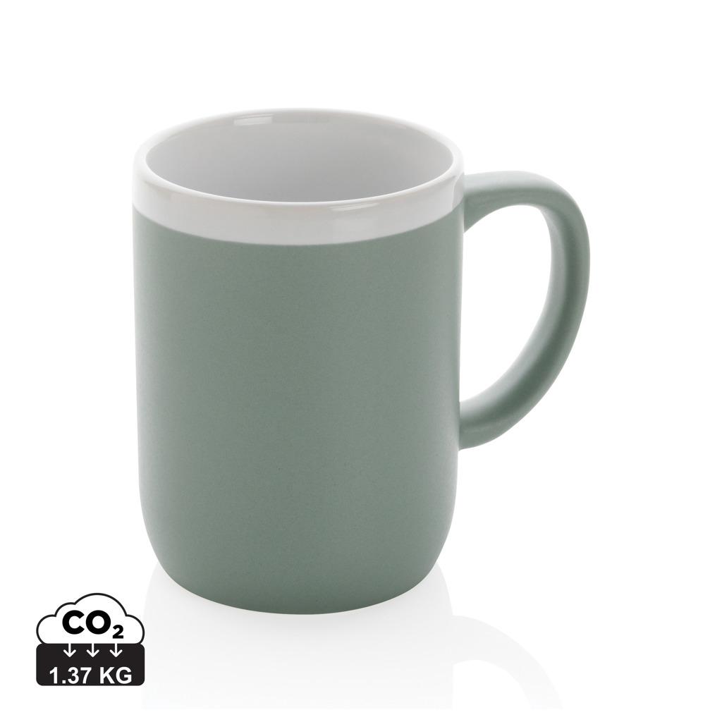 Cană ceramică cu margine albă 300ml green