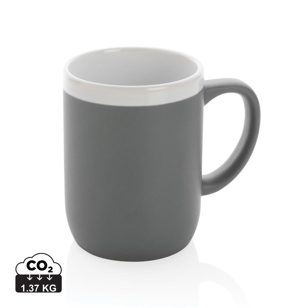 Cană ceramică cu margine albă 300ml grey