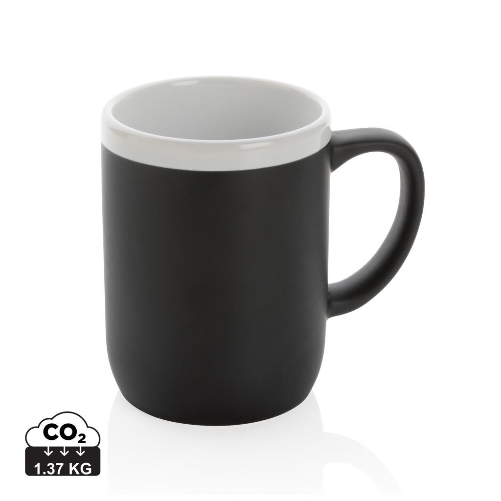 Cană ceramică cu margine albă 300ml black