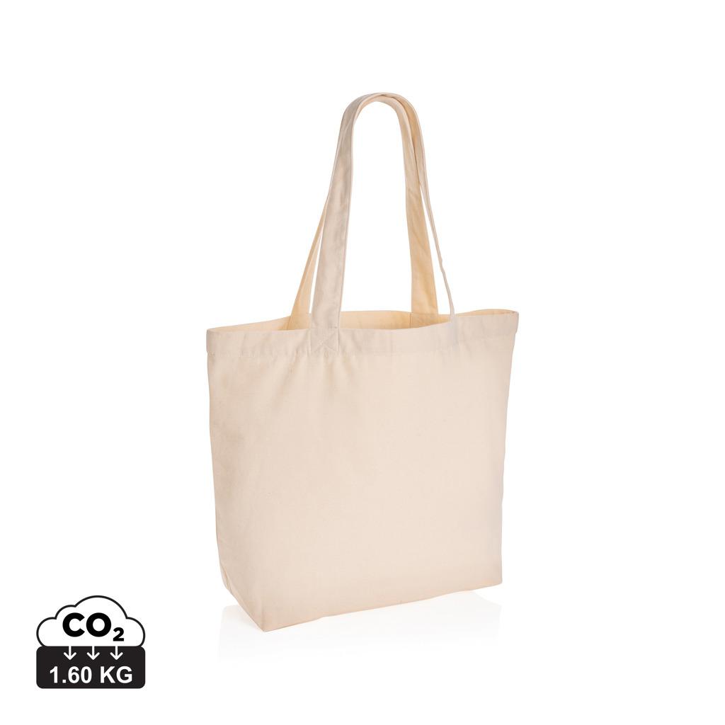 Geantă shopper din pânză reciclată 240 gsm cu buzunar, necolorată Impact Aware™ off white