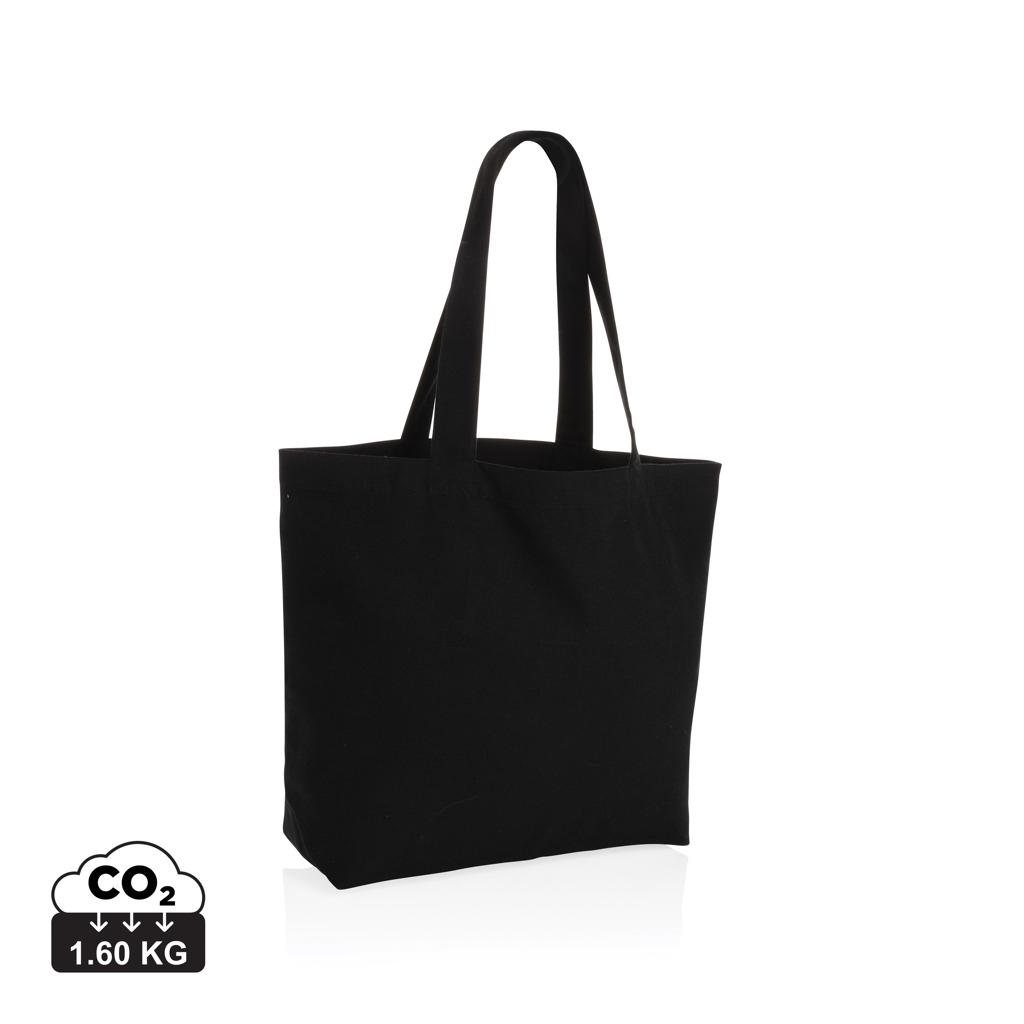 Geantă shopper din pânză reciclată 240 gsm cu buzunar, necolorată Impact Aware™ black