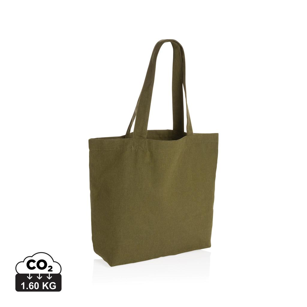 Geantă shopper din pânză reciclată 240 gsm cu buzunar, necolorată Impact Aware™ green