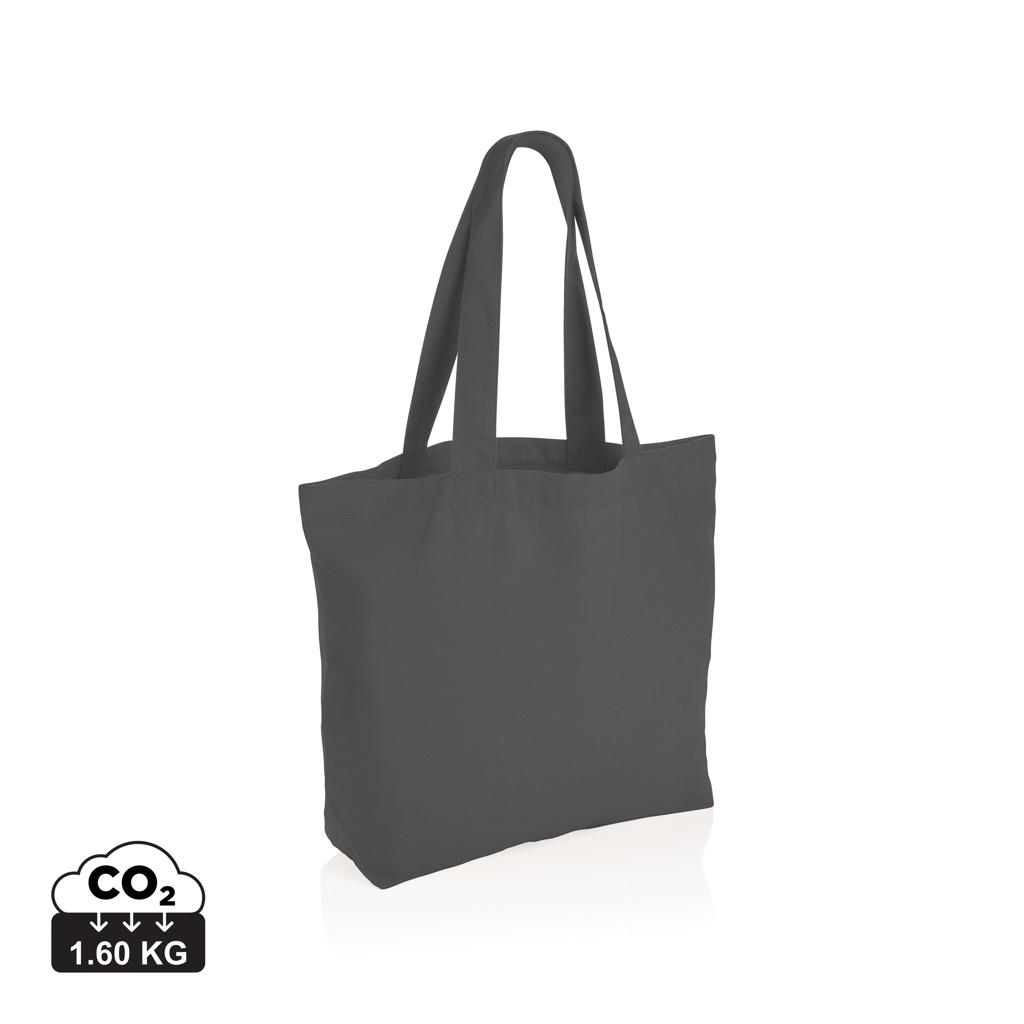 Geantă shopper din pânză reciclată 240 gsm cu buzunar, necolorată Impact Aware™ anthracite