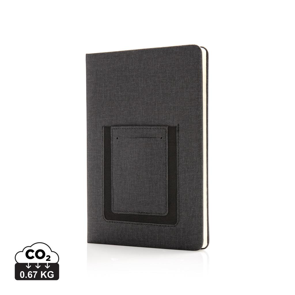 Carnet de notițe deluxe A5 cu buzunar pentru telefon black