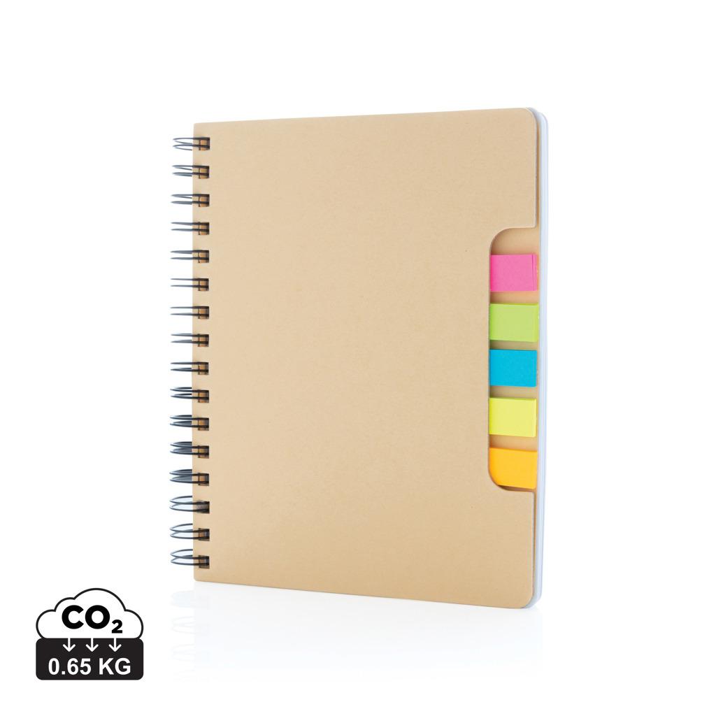 Carnet spiral A5 din kraft cu notițe adezive khaki