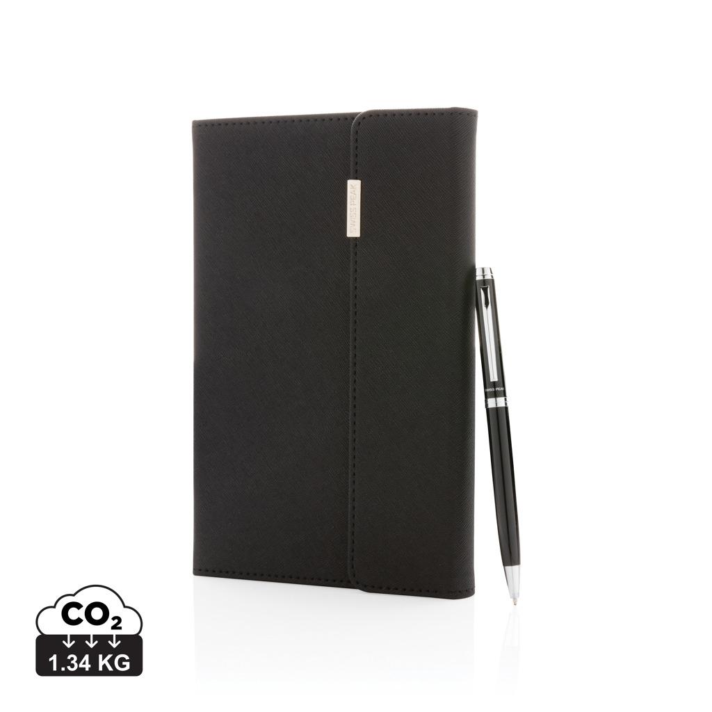 Set carnet de notițe deluxe A5 și pix Swiss Peak black