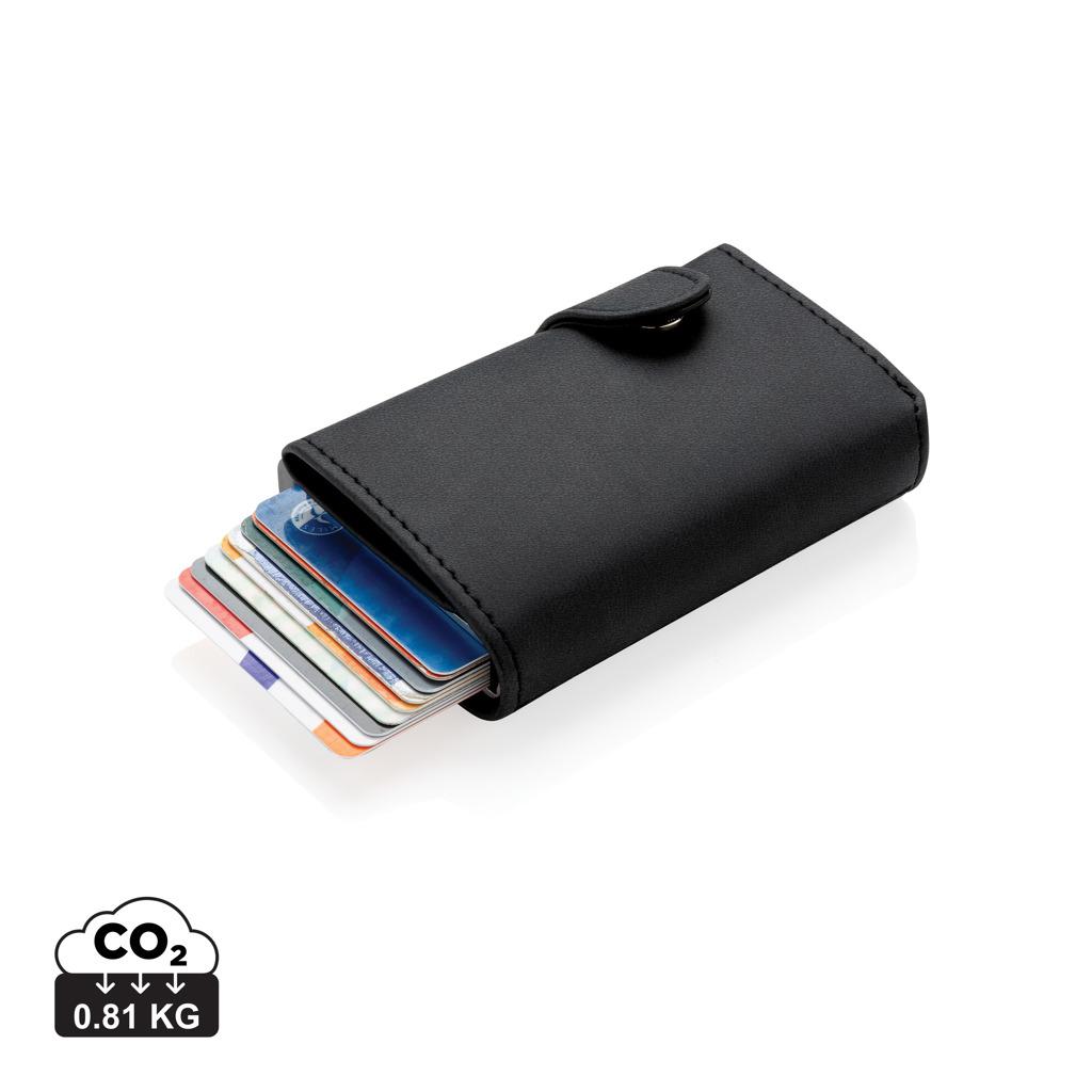 Suport standard de carduri RFID din aluminiu, cu portofel din PU black