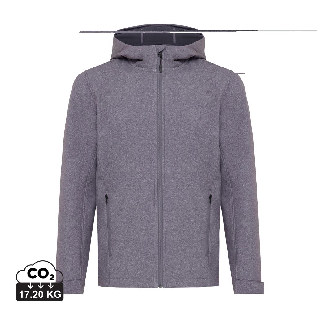 Geacă soft shell pentru bărbați  din poliester reciclat Iqoniq Makalu vulcano heather grey XL