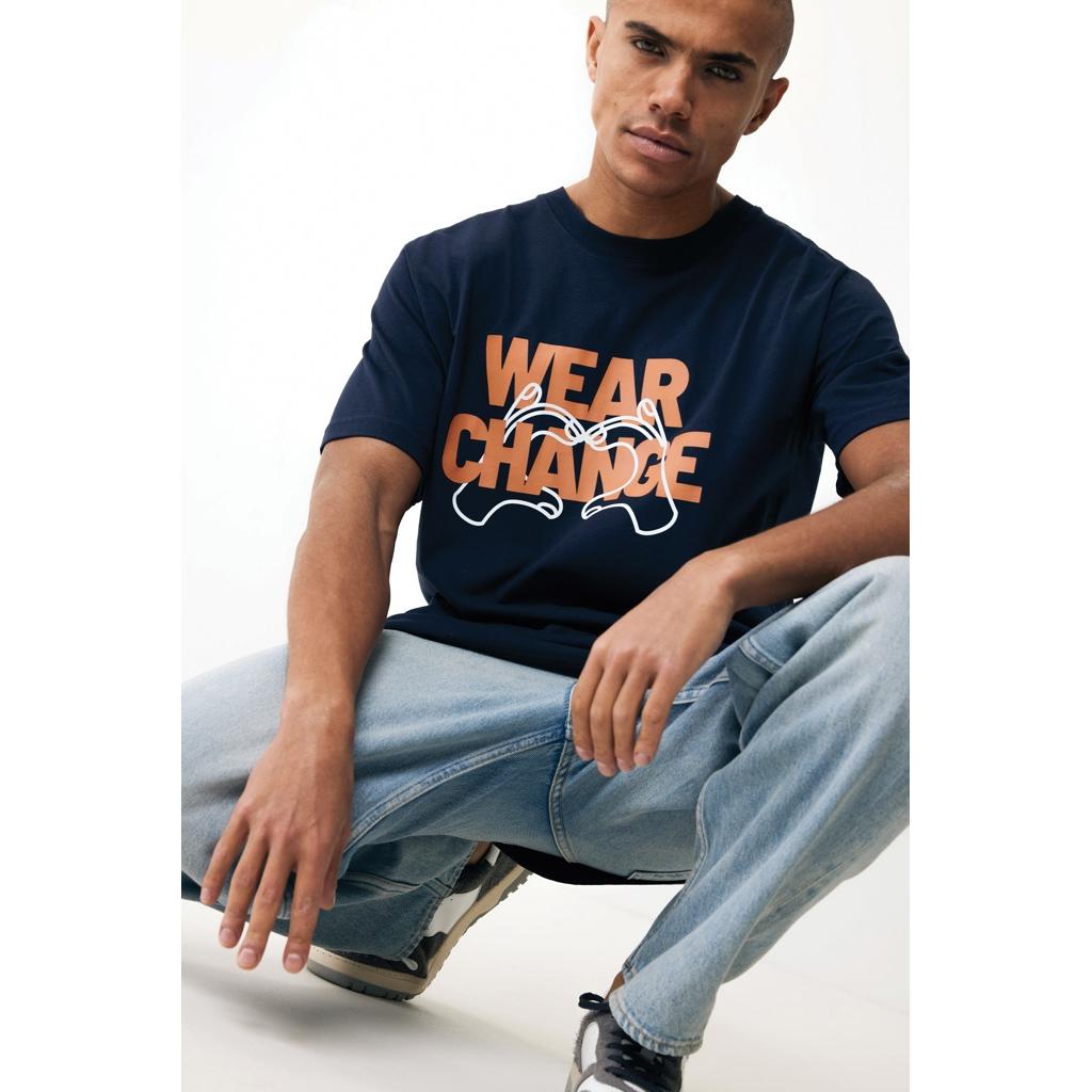 Tricou relaxat din bumbac reciclat Iqoniq Kakadu  navy M