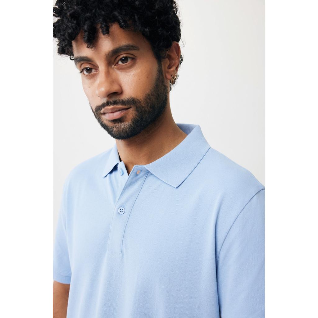 Polo din bumbac reciclat Iqoniq Yosemite sky blue XS