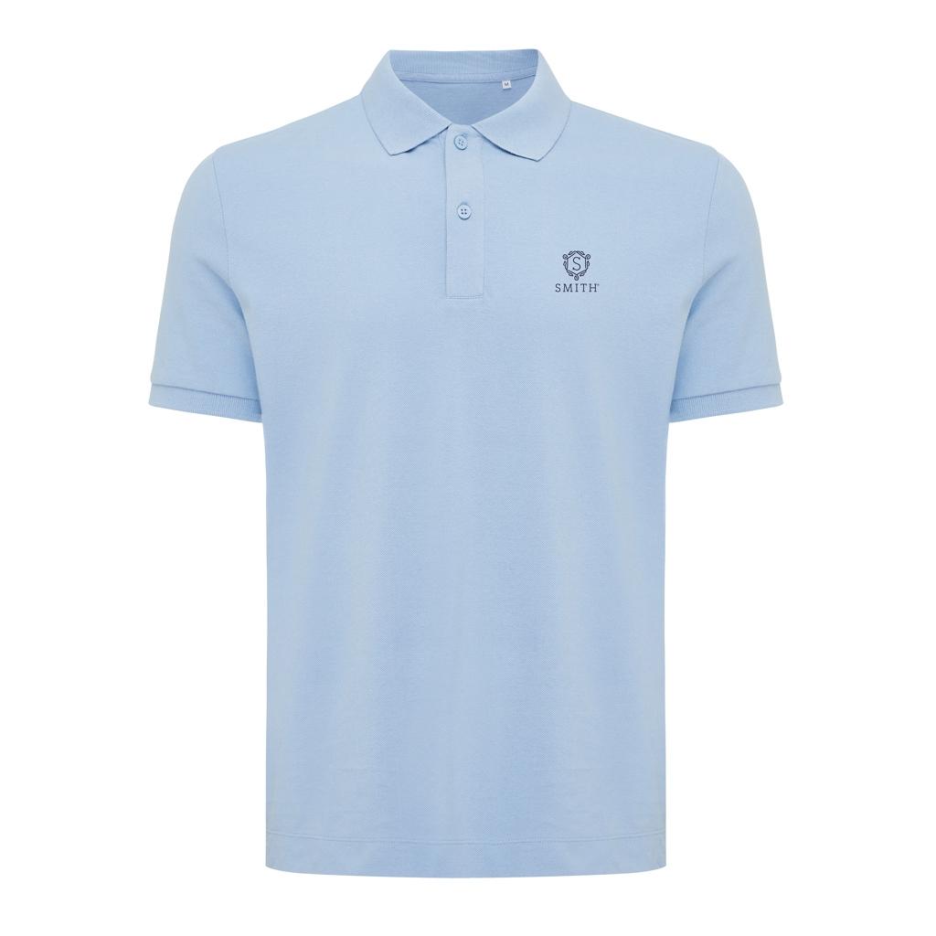 Polo din bumbac reciclat Iqoniq Yosemite sky blue XS