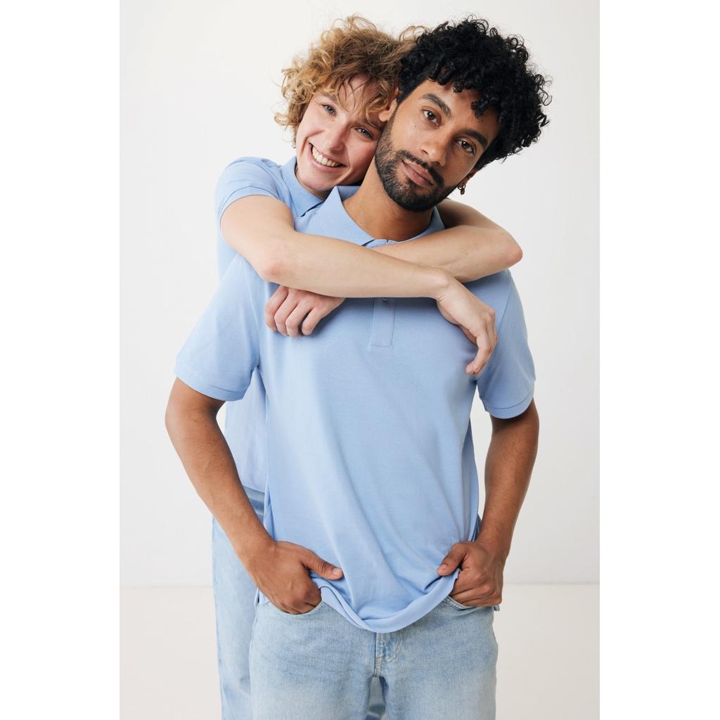 Polo din bumbac reciclat Iqoniq Yosemite sky blue XS