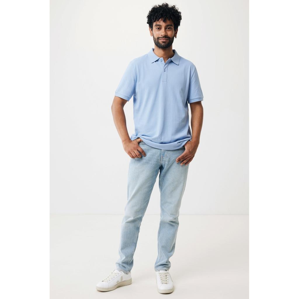 Polo din bumbac reciclat Iqoniq Yosemite sky blue XS