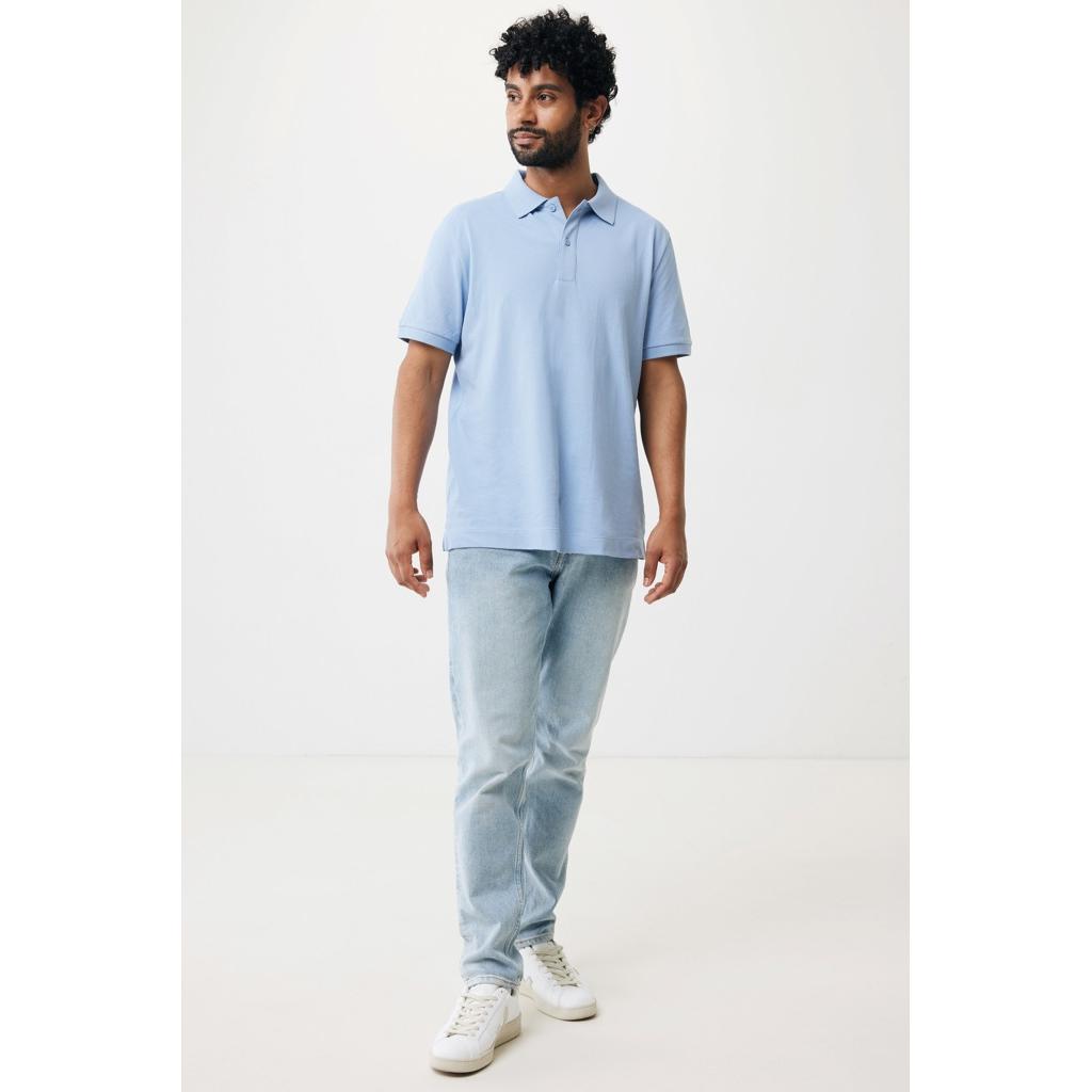 Polo din bumbac reciclat Iqoniq Yosemite sky blue XS