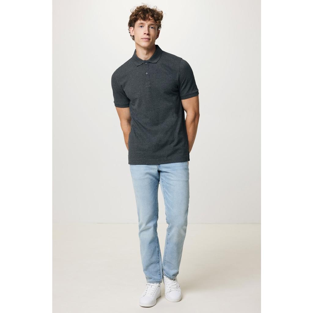 Polo din bumbac reciclat Iqoniq Yosemite heather anthracite 4XL