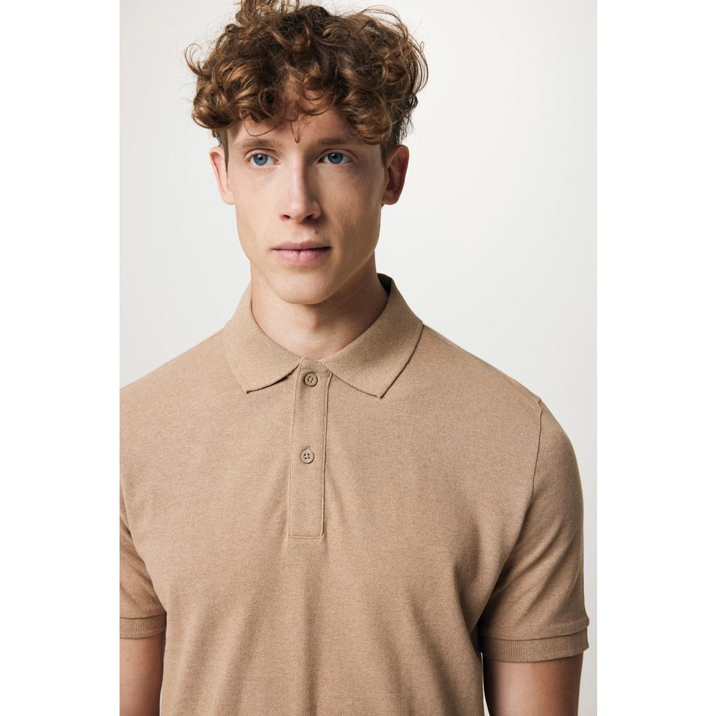 Polo din bumbac reciclat Iqoniq Yosemite heather brown 5XL