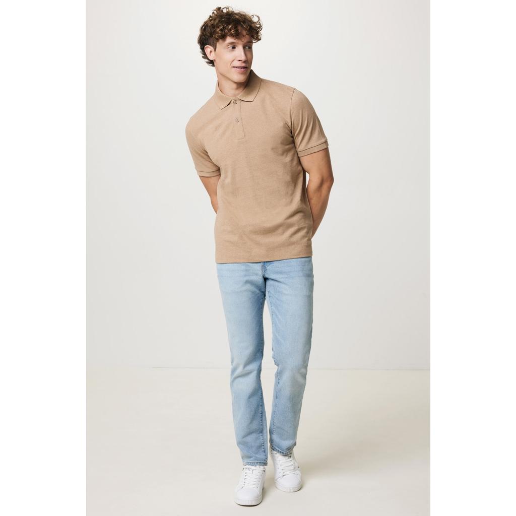 Polo din bumbac reciclat Iqoniq Yosemite heather brown 5XL