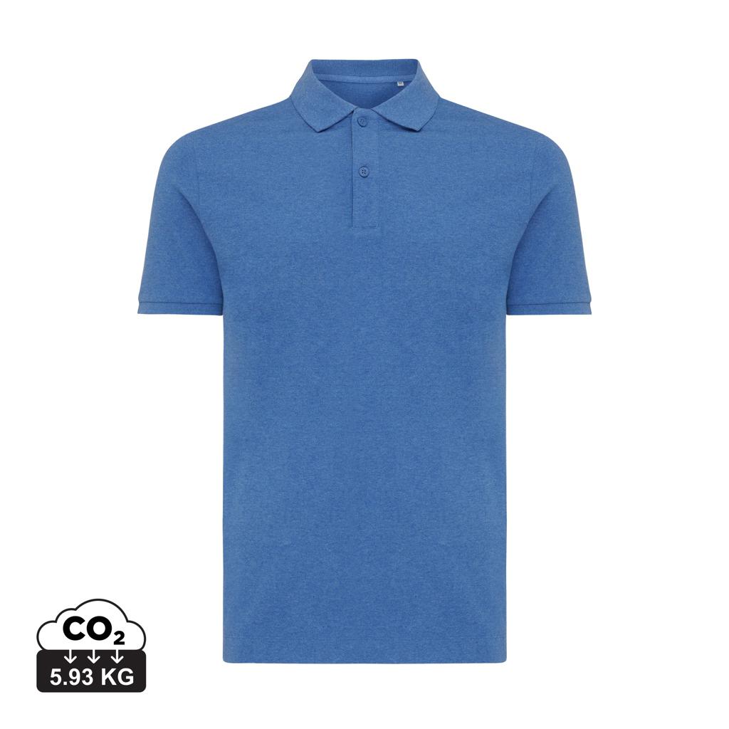 Polo din bumbac reciclat Iqoniq Yosemite heather blue M