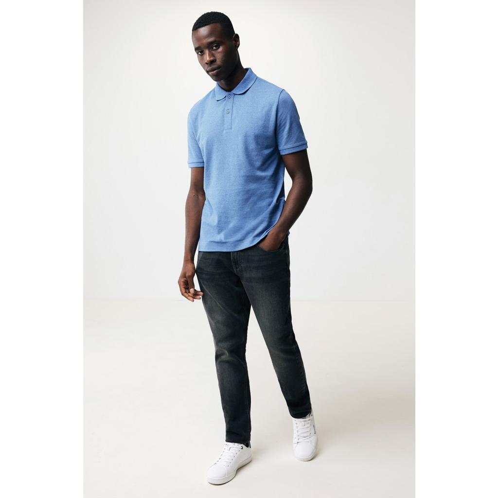 Polo din bumbac reciclat Iqoniq Yosemite heather blue 4XL