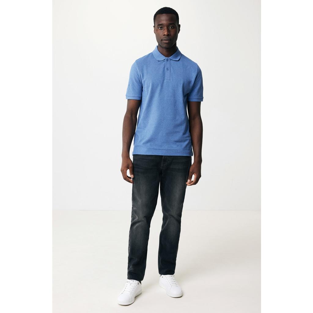 Polo din bumbac reciclat Iqoniq Yosemite heather blue 4XL