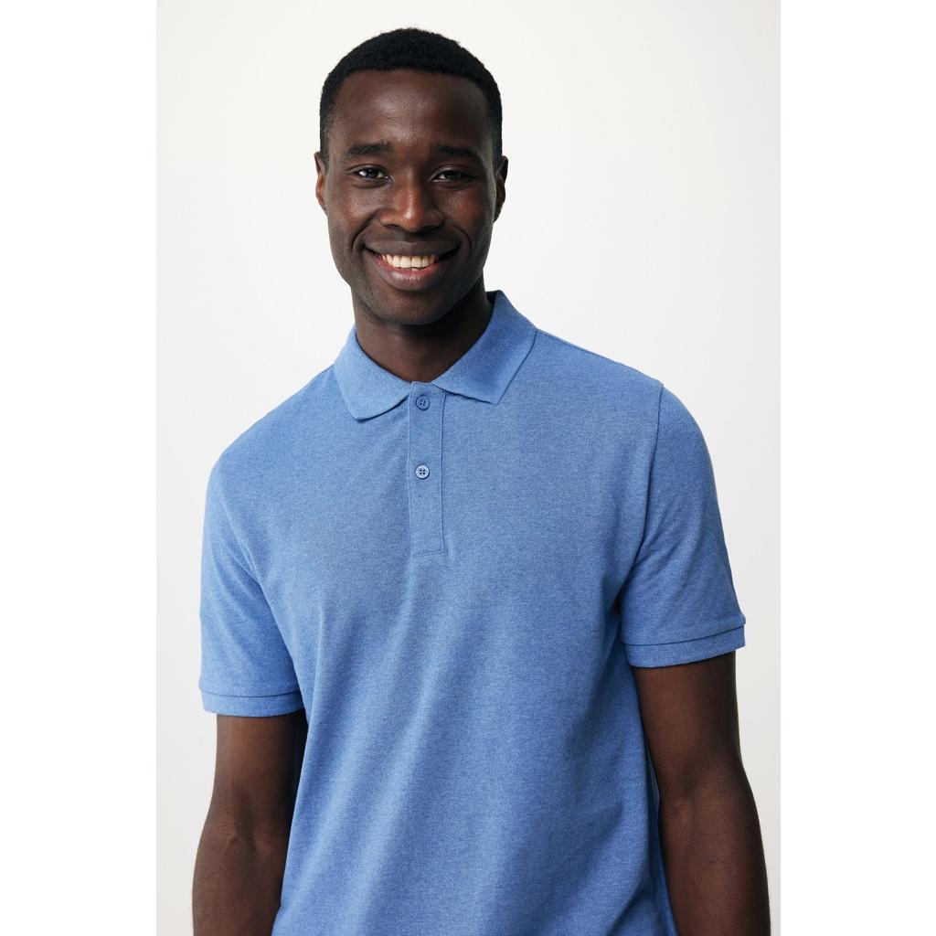 Polo din bumbac reciclat Iqoniq Yosemite heather blue 4XL