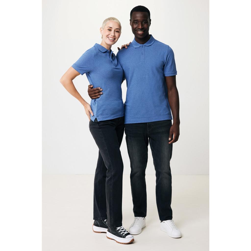 Polo din bumbac reciclat Iqoniq Yosemite heather blue 4XL