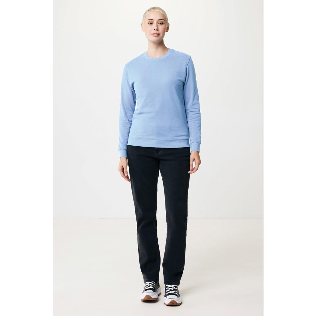 Pulover cu guler rotund din bumbac reciclat Iqoniq Zion sky blue