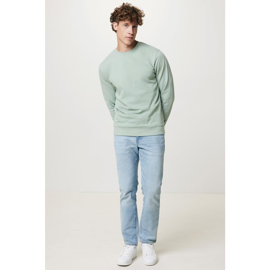 Pulover cu guler rotund din bumbac reciclat Iqoniq Zion iceberg green 2XS