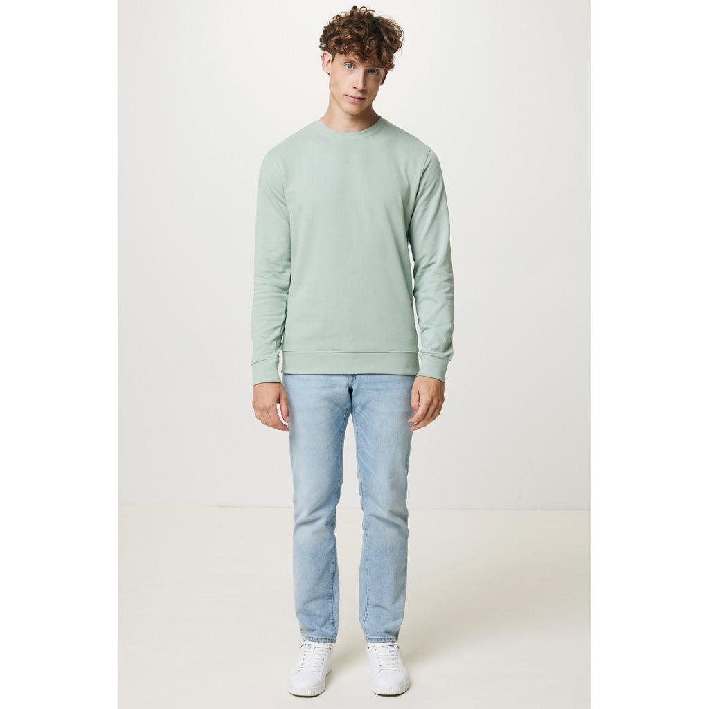 Pulover cu guler rotund din bumbac reciclat Iqoniq Zion iceberg green 2XS