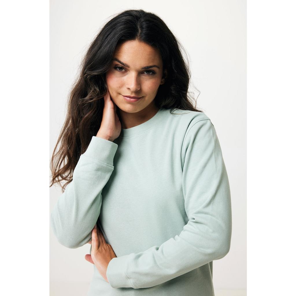 Pulover cu guler rotund din bumbac reciclat Iqoniq Zion iceberg green 2XS