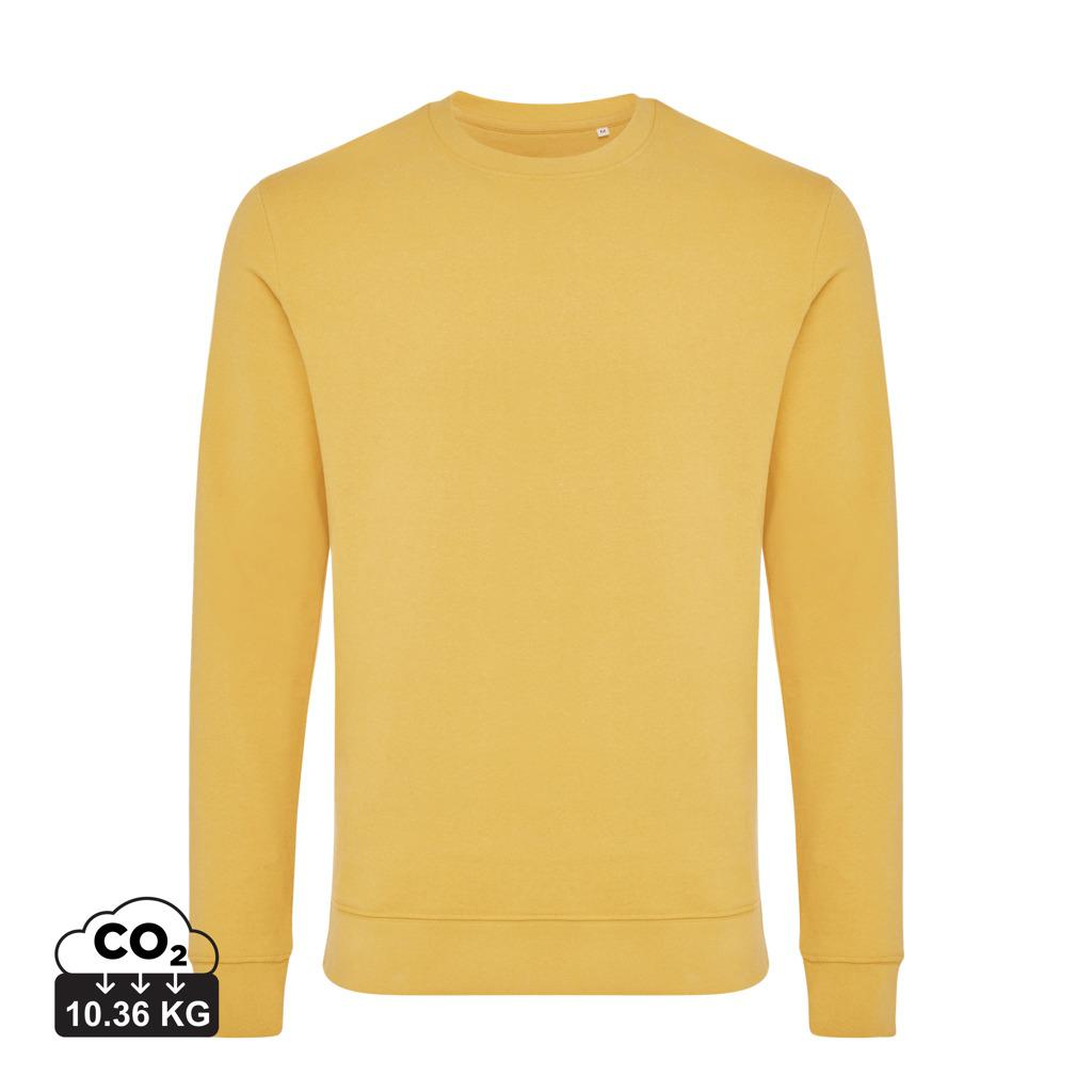 Pulover cu guler rotund din bumbac reciclat Iqoniq Zion ochre yellow 3XL