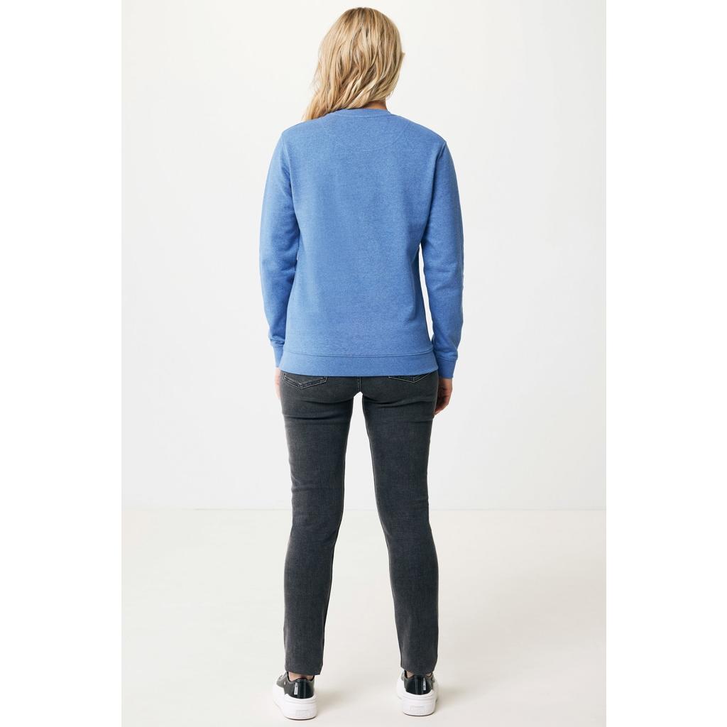 Pulover cu guler rotund din bumbac reciclat, necolorat Iqoniq Denali  heather blue 3XL