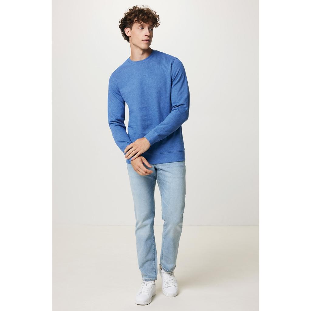 Pulover cu guler rotund din bumbac reciclat, necolorat Iqoniq Denali  heather blue 3XL