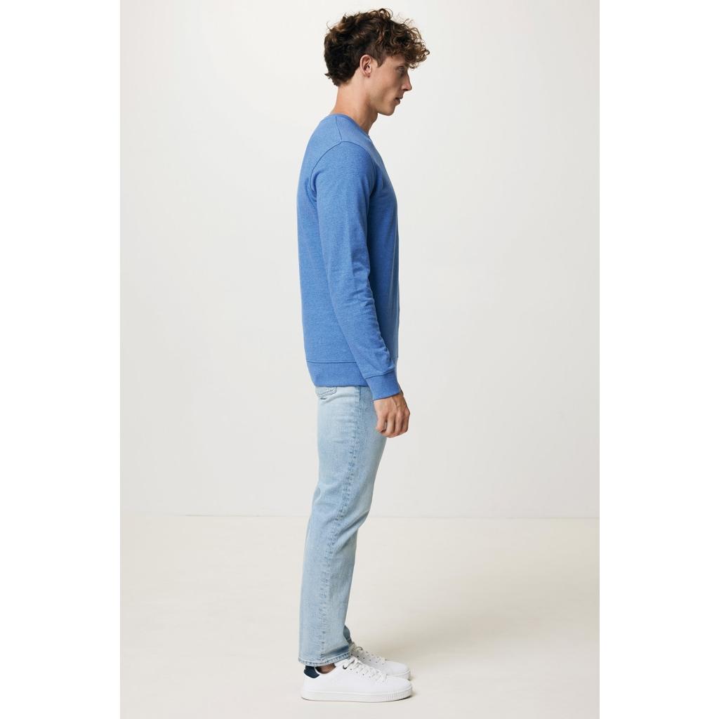 Pulover cu guler rotund din bumbac reciclat, necolorat Iqoniq Denali  heather blue 3XL