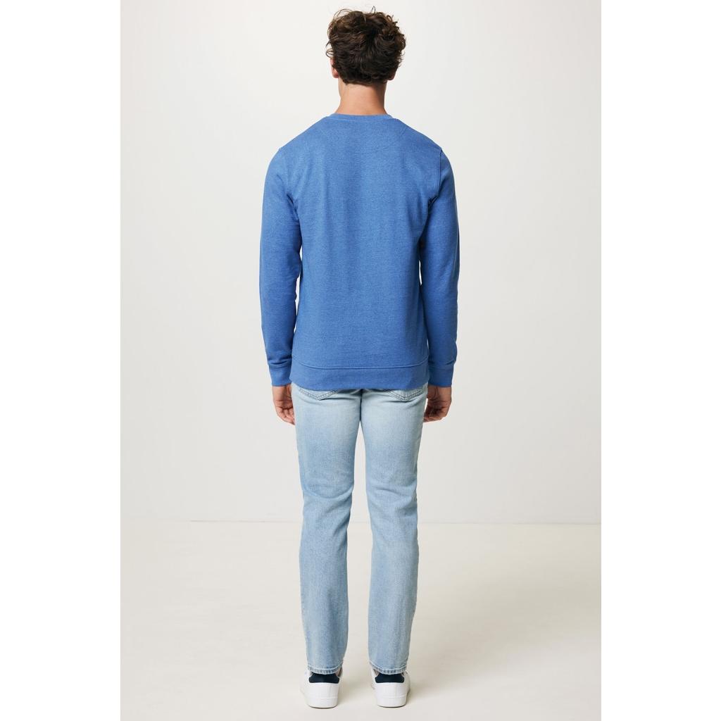 Pulover cu guler rotund din bumbac reciclat, necolorat Iqoniq Denali  heather blue 3XL